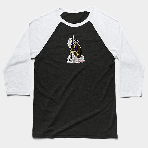 George Washington Fly Fishing Baseball T-Shirt by Phantom Goods and Designs